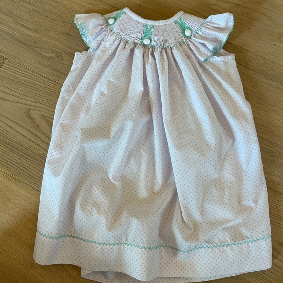 Southern Smocked Co Smocked Cottontail Bunnies Bishop Light Pink Tiny Dot 24M/2T - Picture 6 of 12